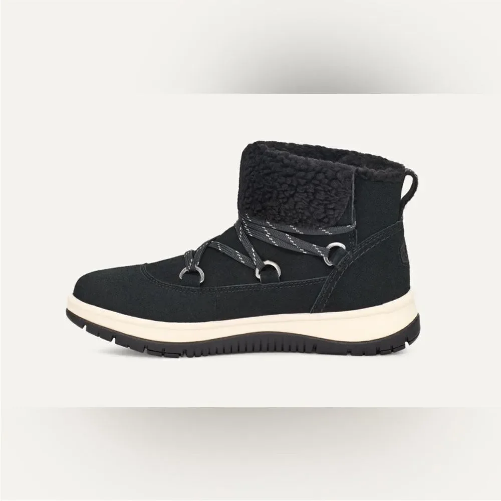 UGG Lakeside Heritage Lace Sneaker Boots Waterproof Suede Black 9
